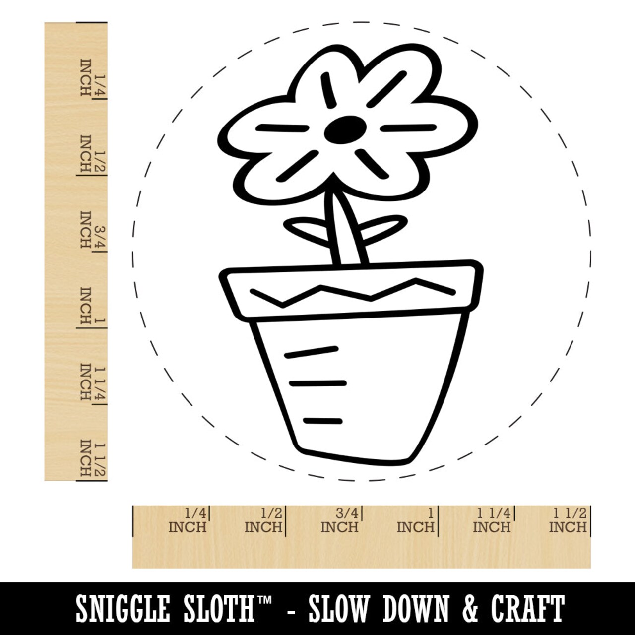 Flower Pot Doodle Self-Inking Rubber Stamp for Stamping Crafting Planners